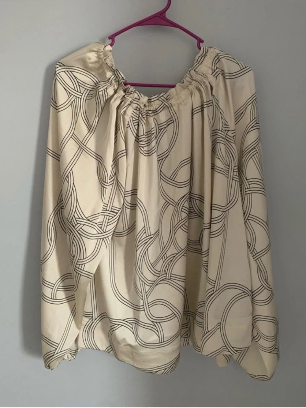 H&M Cream Blouse with Black Rope-Style Print